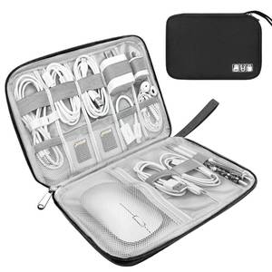 lot 20336 image: Lcsmaokin Electronics Organizer Travel Case,Electronic Accessories Storage Bag,Portable Waterproof Cable Organizer Bag,Travel Cord Organizer Bag for Small Charging Cord Storage,Cables,SD Card (Black)