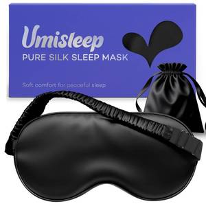 lot 20337 image: Umisleep Sleep Mask for 100% Pure Mulberry Silk, 22 Momme 6A Soft Eye Masks for Sleep, Adjustable Sleep Masks for Women Men, Light Blocking Sleeping Mask, Silk Eye Mask for Sleeping, Blindfold, Black