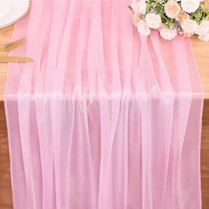 lot 20338 image: SAJOO 10FT Blushing Pink Chiffon Table Runner 30x120 Inches Spring Boho Sheer Fabric Table Runner for Wedding Bridal Baby Shower Birthday Party Valentines Day Decorations