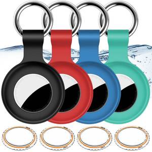 lot 20345 image: 4Pack,Compatible with Airtag Holder Case with Keychain IPX8 Waterproof,Shockproof GPS Tag Tracker Cover Anti-Scratch PCSilicone for Item Finders Case for Pets,Kids,Luggages-BlackBlueGreenRed