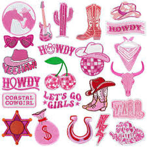 lot 2215 image: Iron-on cowgirl patches for coats vests etc