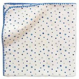 lot 14195 image: White and Blue Polka swaddle blanket