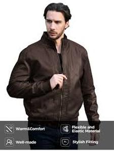 lot 14225 image: Wenven Brown Leather Bomber Jacket size medium