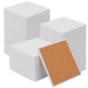 lot 3927 image: Geytetqi 54 PCS 4 Inch Blank Ceramic Coasters with Cork Backing Pads, 4x4 Inch Square Unglazed Ceramic Coasters Tiles for Crafting, Absorbent Ceramics Coaster for Drink