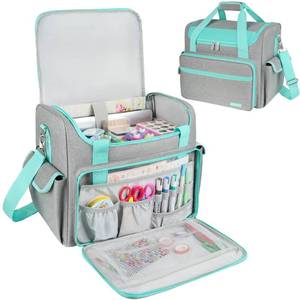 lot 3942 image: Craft Bag for Scrapbook Supplies, Large Scrapbook Tote with 15.6 Laptop Sleeve, Art Supply Storage Bag with Multiple Pockets for Scrapbooking Tools, Gray