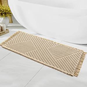 lot 3947 image: H.VERSAILTEX Waffle Bath Runner Rug Long Bath Mat Super Absorbent Boho Bath Rugs Non Slip Bath Runner for Bathroom Floor Machine Washable Dry Fast Bathroom Rugs with Tassels, 24 x 60, Sand
