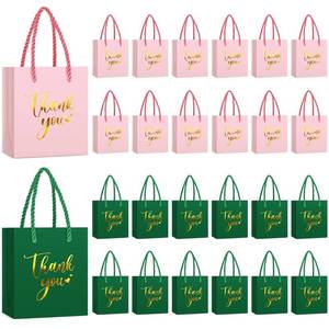 lot 4240 image: Honoson 30 Pcs Mini Gift Bag with Handle 4 x 2.75 x 4.5 Small Thank You Bag Foil Paper Tote for Valentines Day Wedding Baby Shower Birthday Graduation Party Favor Supplies(Green & PinkGold)