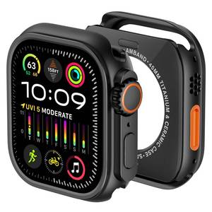 lot 4243 image: amBand 3 in 1 Metal Case Compatible with Apple Watch Series 987 45mm, W1 Protector Rugged Bumper with Watch Crown  Back Cover, Black