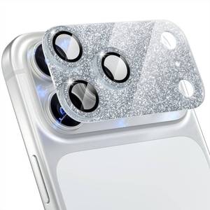 lot 4252 image: Choiche Compatible for iPhone 17 Pro Max Camera Lens Protector, Bling Camera Cover with 9H Tempered Glass Lens Screen Protector Metal Ring Decoration Accessories 6.9-inch (Glitter-Silver)