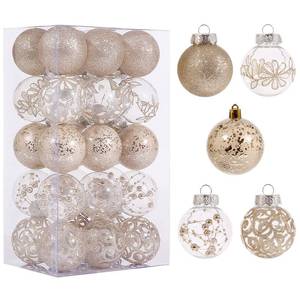 lot 4256 image: 60mm2.36inch Clear Christmas Ornaments Set, 30ct Champagne Christmas Ornaments Balls for Christmas Tree Decorations Shatterproof Transparent Baubles with Stuffed Decoration for Xmas Wedding Party
