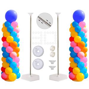 lot 4258 image: Balloon Stand Kit, Set of 2, 7 Feet Adjustable Balloon Column Stand for Floor, Reusable Metal Telescopic Balloon Stands for Floor with Base for Birthday, Wedding, Baby Shower, Graduation Party