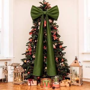 lot 4275 image: Knitgrip 20 x 71 Inches Christmas Extra Large Velvet Bows Christmas Tree Topper Decor Giant Xmas Tree Toppers Bows for Home Wreath Wall Backdrop Birthday Wedding Party Decorations(Moss Green)