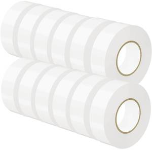 lot 4277 image: SWRT 12 Pack White Electrical Tape Waterproof, 0.7 in x 66 FT High Temp Electric Tape Under 600V for All Weather - UV Protection - Flame Retardant