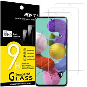 lot 4279 image: NEWC 3 Pack Designed for Samsung Galaxy A51 Screen Protector Tempered Glass, Case Friendly Anti Scratch Bubble Free Ultra Resistant