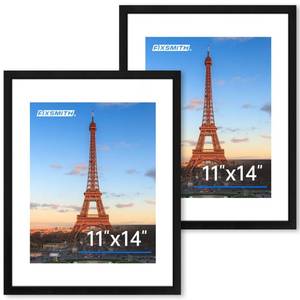 lot 4284 image: FIXSMITH 11x14 Picture Frame 2 Pack, Photo Frame with HD Plexiglass, Display Pictures 8x10 with Mat or 11x14 Without Mat, Black Picture Frames Collage Wall Decor, Gallary Wall Frame