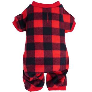 lot 4288 image: Topbuti Pet Christmas Pajamas Red Black Buffalo Plaid Jumpsuit Dog Cat Soft Winter Clothes Puppy Doggie Checkered Sweater Apparel (L)