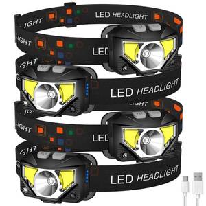 lot 4297 image: LHKNL Headlamp Flashlight,4-Pack Lumen Ultra Bright LED Rechargeable Headlight with White Red Light,Waterproof Motion Sensor Head Lamp,8 Mode for Outdoor Camping Running Cycling Fishing ONLY TWO