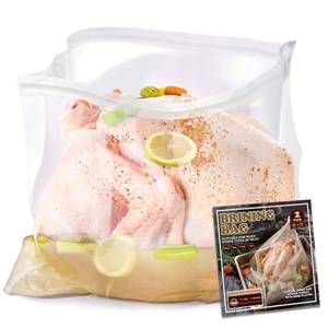 lot 4301 image: Brining Bag, 26�22, 2 Pack, Extra Large Turkey Brine Bag with 2 Strings and 2 Larger Clips, Thickened materials, Double Track Zippers Brine Bags, Brining Bags for Turkey, Ham, Beef, Marinade
