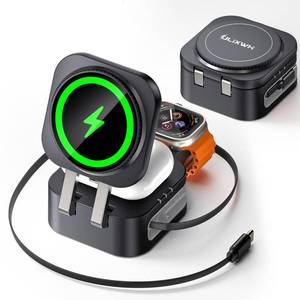 lot 4307 image: ULiXWH Retractable 3 in 1 Charging Station for Apple Built in Cable 22.5W Fast for Magsafe Wireless Charger, Travel Essentials, Magnetic Foldable Stand for iPhone 17 Air Pro Max 16 15 iWatch Airpods