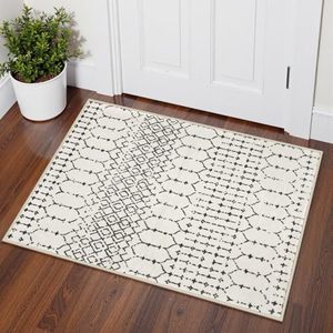 lot 4310 image: Lahome Moroccan Washable Runner Rug 2x6, Stain Resistant Non-Slip Kitchen Rug Runner, Ultra-Thin Geometric Print Distressed Floor Carpet for Hallways Entryway Laundry Bedroom