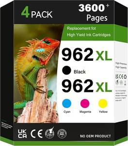 lot 4314 image: 962XL Ink Cartridges Compatible for HP 962XL Ink Cartridges Combo Pack for HP OfficeJet Pro 9010 Series, 9020 9015 9018 9025 9012 9014 9016 9019 9022 9026 Printer, 4 Pack