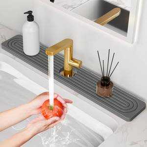lot 4325 image: 24 Longer Faucet Mat for Kitchen Sink Diatomite Stone Super Fast Drying Stone Faucet Mat for Kitchen Sink Splash Guard Sinks Stones Quick Dry Around Faucets Stones Drying Mats Bathroom
