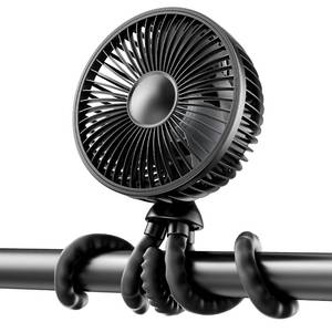 lot 4359 image: Gaiatop Baby Stroller Fan, 4000mAh Oscillating Mini Portable Fan with Light, 4 Speeds Battery Operated Small Handheld Desk Fan, 360° Rotate Flexible Tripod Clip On Fan for Car Seat Crib Travel Black