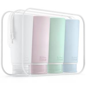 lot 4360 image: Valourgo Travel Bottles for Toiletries Tsa Approved Travel Size Containers BPA Free Leak Proof Travel Tubes Refillable Liquid Travel Accessories for Cosmetic Shampoo and Lotion Soap for travel, 4Pcs