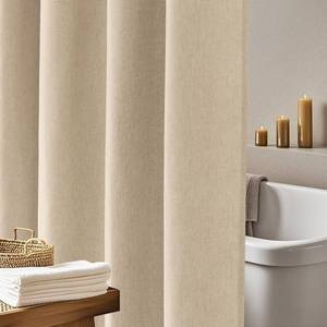 lot 4363 image: Seenus Linen Look Farmhouse Thick Fabric Shower Curtain Brown, Faux Linen Textured Country Rustic Shower Curtains Water-Resistant, 72 x 72 Inch Tan Taupe Heavyweight Shower Curtain for Bathroom Hotel