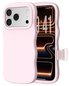 lot 4366 image: ORNARTO for iPhone 17 Pro Max Case for Women Girls�� Cute Wave Edge  Camera Control Button  Shockproof Liquid Silicone Phone Case for iPhone 17 Pro Max 6.9, Chalk Pink
