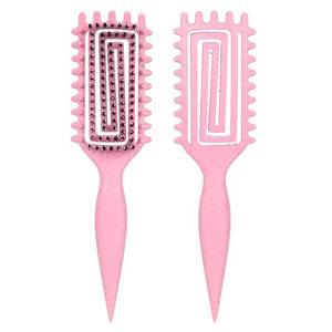 lot 4375 image: Curly Hair Brush Defining, Shaping and Defining Curls For Women and Men, Detangling Hairbrush Glides Through Tangles For All Hair Types, Wet Dry & Damaged, Reduces Frizz - Pink