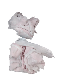 lot 5831 image: Pom Pom Blackout Curtains Pink and White 34x45