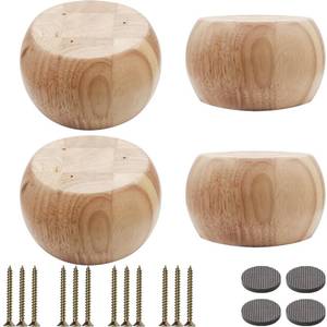 lot 5835 image: Btibpse Wood Sofa Replacment Parts Natural Wood 2.7 Inch Funiture Legs Round Ball Shape Big Sofa Bun Feet Cabinet Legs Set of 4 (H 2.7 inch)