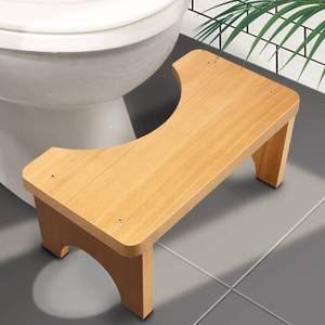 lot 5838 image: AZEN Toilet Stool Squat Adult, Wood Poop Stool for Bathroom Adults, 7 Inch Height