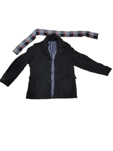 lot 5872 image: Black Blazer Jacket with Plaid scarf size M