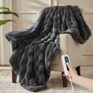 lot 5875 image: ACCU-WARMTH Heated Throw Blanket - Plush Thick Bubble Faux Fur Heated Blanket, Fast Heating Electric Blanket 6 Heating Levels & 4 Hours Auto-Off, Machine Washable, 50x60, Dark Grey