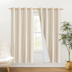 lot 5883 image: NICETOWN 100% Absolutely Blackout Linen Curtains with Thermal Insulated White Liner, 52 Wide, 2 Panels, 72 inches Long Drapes, Grommet Retro Beige Linen Curtains Vertical Drapes Privacy for Bedroom