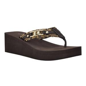 lot 5885 image: GUESS Womens Ediva Wedge Sandal, Brown 201, Size 10 Used