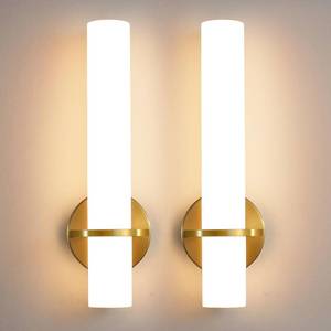 lot 5893 image: AIJIASI Wall Sconces - 15 inch Gold Wall Sconces Set of Two Modern Bathroom Sconce 15W Dimmable LED Wall Sconce Light with Acrylic Lampshade, Bathroom Vanity Light for Mirror Living Room Hallway 3000K
