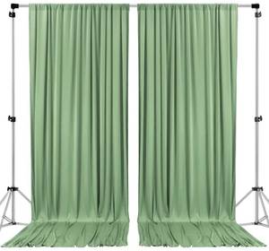 lot 5897 image: AK TRADING CO. 10 feet x 10 feet Sage IFR Polyester Backdrop Drapes Curtains Panels with Rod Pockets - Wedding Ceremony Party Home Window Decorations
