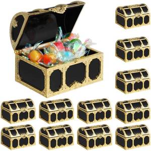 lot 6091 image: A12 Pieces Treasure Chest Party Favor Box 2.95 in Mini Treasure Chest Gold Vintage Pirate Treasure Boxes Jewelry Storage Box Christmas Halloween Party Favors