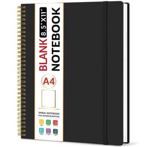 lot 6093 image: Taja Spiral Blank Notebook, 8.5x11 Notebooks for Work, Large A4 Journal for Women & Men, Sketch Journal, Journaling Notebook for Writing, Plastic Cover Spiral Journal, Black
