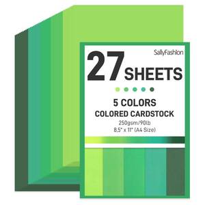 lot 6102 image: SallyFashion 27Sheets Green Cardstock Paper, 8.27 x 11.7 inch (A4 Size) Heavyweight 250gsm Thick Craft Paper for Card Making, Scrapbooking & Party Decorations, Die Cutting