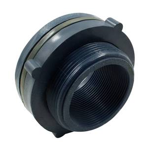lot 6114 image: Suiwotin 1pc NPT2 PVC Bulkhead Fitting, 2 Inch Plastic Water Tank Connector Threaded Thru-Bulk Pipe Fittings for Rain Barrels, Aquariums, Bucket Hose Adapter, Ponds, Pools