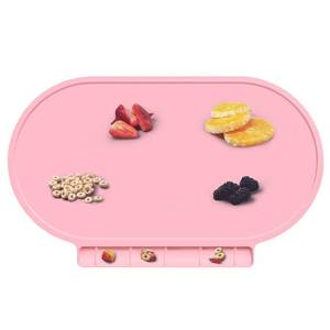 lot 6127 image: Kids Silicone Placemats, Baby Placemats with Food Catching for Kids Toddler Children Reusable Non-Slip Table Mats Baby Food Mats for Restaurant (Baby Pink)