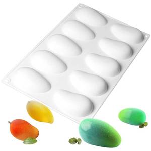 lot 6137 image: OCPO KITCHEN Mango Silicone Mold for Baking Mousse Cake, Fruit French Dessert, Pastry, Chocolate, Ice Cream, Cake Decoration Mold, 3D Mango Shape (10-Cavity)