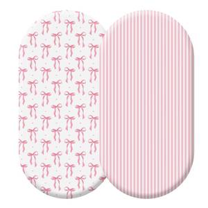 lot 6142 image: Oudain 2 Pack Pink Baby Bassinet Sheets Girls Bow Coquette 32 x 16 Stretchable Soft Crib Sheets Cradle Bed Set Fitted Cover for Oval Rectangle Hourglass Mattress Infant Nursery Toddler Room Decor