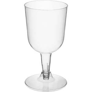 lot 6151 image: Party Essentials Disposable Hard Plastic Two Pieces Wine Glasses  20-Count  7-Ounce  Clear