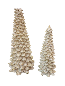 lot 6164 image: White Pearl Ceramic Pine Trees top of tall one broken off