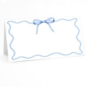 lot 6204 image: Whaline 100Pcs Blue Bow Place Card 2 x 3.5 Inch Cute Bowknot Tented Card Table Name Sign for Party Banquet Reception Table Setting Supplies